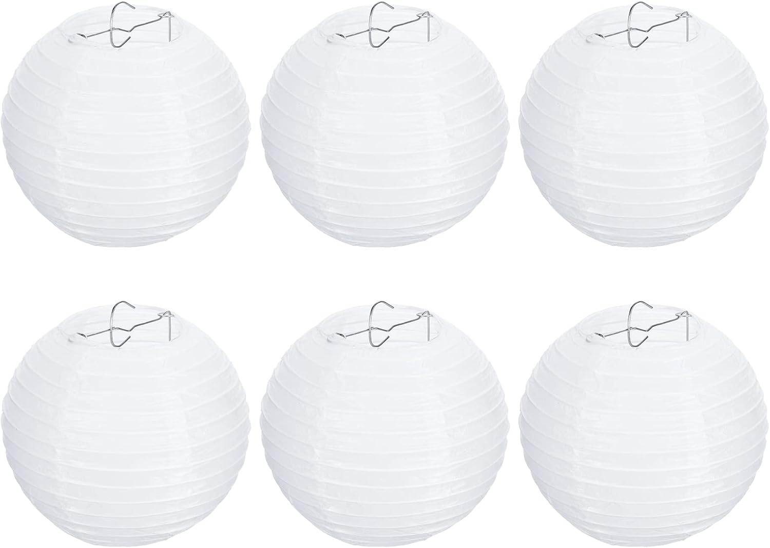 PATIKIL 6 Inch Paper Lanterns, 6 Pack Round Folding Hanging Lamp Shade for Wedding Home Party Festival Celebration, White