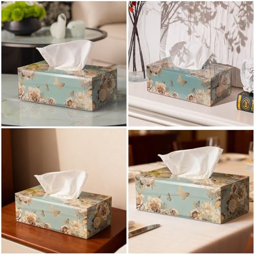 Timetrace Glass Tissue Box Cover Rectangle-Floral and Butterfly Pattern Decorative Tissue Holder with Velvet Lining for Home Decor, Living Room, Bedroom, Kitchen, Office & Christmas/New Year Gifts - Image 9