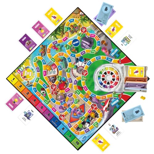 Image of The Game of Life Game, Family Board Game for 2 to 4 Players, for Kids Ages 8 and Up, Includes Colorful Pegs, Multicolour