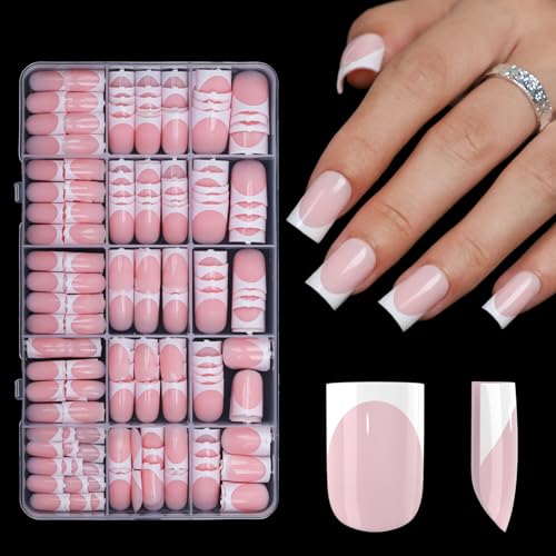 300Pcs Sharp Square French Tip Press On Nails-Anyos Gel Nail