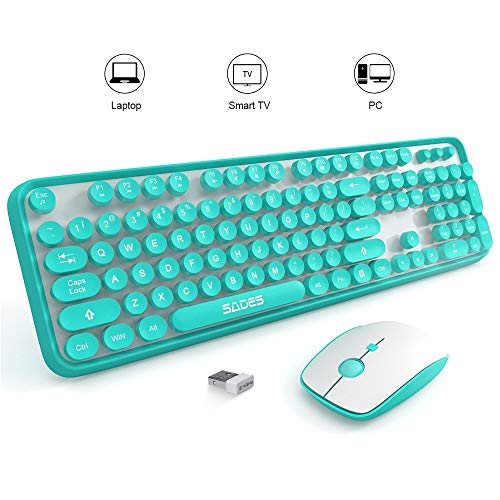 SADES V2020 Wireless Keyboard and Mouse Combo,Keyboard with Round keycaps, 2.4GHz Dropout-Free Connection