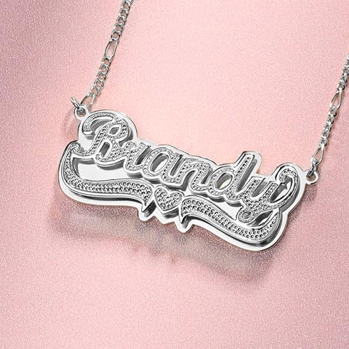 Drawelry Personalized Name Necklace Two Tone 18K Gold Plated Double Heart Pendant Custom Nameplate Jewelry Valentine's Gift for Women Men Couples Anniversary Birthday Gift4