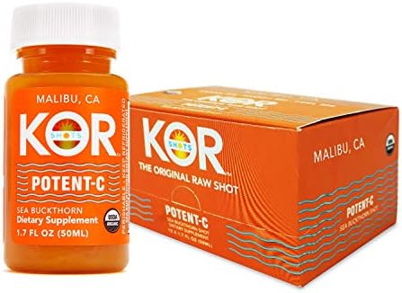 KOR Shots Sea Buckthorn and Baobab Shot - 24 Pack x 1.7 Fl Oz - Potent C - Superfoods Vitamin C Shot - USDA Certified Organic