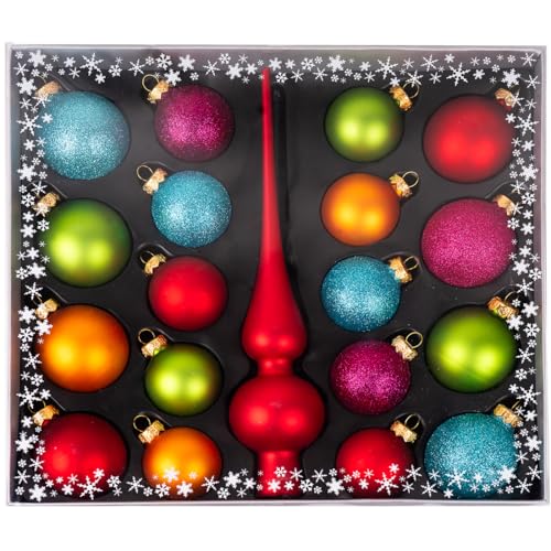 Weihnachtskugeln MAGIC Kugelsortiment Glas Dekor 19 TLG. mit Spitze...