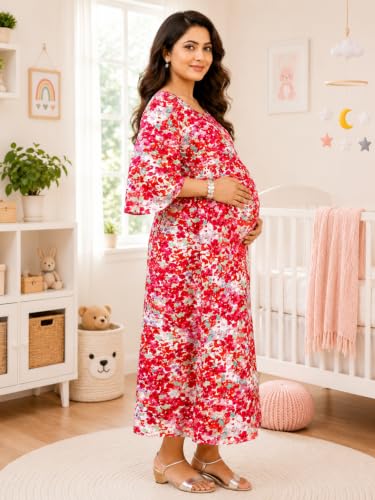 Image of RITIJYA Zipless Feeding Kurtis & Dresses for Women | Zipless Maternity Wear Gown Pregnancy Dress for Nursing Mothers | Viscose Rayon | Stylish & Comfortable | S to 4XL | Washable & Durable