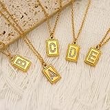 Collar Cuadrado de Oro de 18 km de Mujeres con circón y Colgante de clavícula de Acero de Titanio