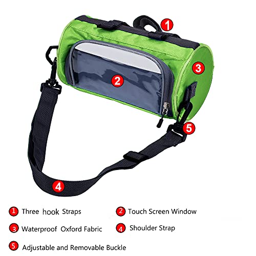 Zukka Bike Handlebar Bag,Adjustable And Removable Shoulder Strap Waterproof Bicycle Front Storage Bag With Transparent Pouch Touch Screen, Large-Capacity Cycling Front Pack #TOP3