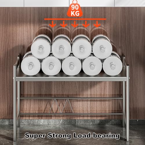 Support micro-ondes de comptoir 80 cm solution gain de place avec planche noire - 5