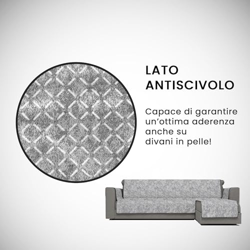 Italian Bed Linen “ Glamour” Anti-Slip Sofa Cover with Chaise-Longue Right, Dark Grey, 190cm - Image 4