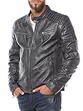 material: Lammnappaleder Gipsy Herren Lederjacke Chester LEGV Echtleder, Grau (Grey), Large (Herstellergröße: L)