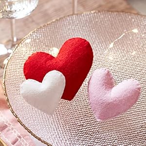 Lights4fun Set van 3 Vilt Liefde Hart Valentijnsdag Decoratie