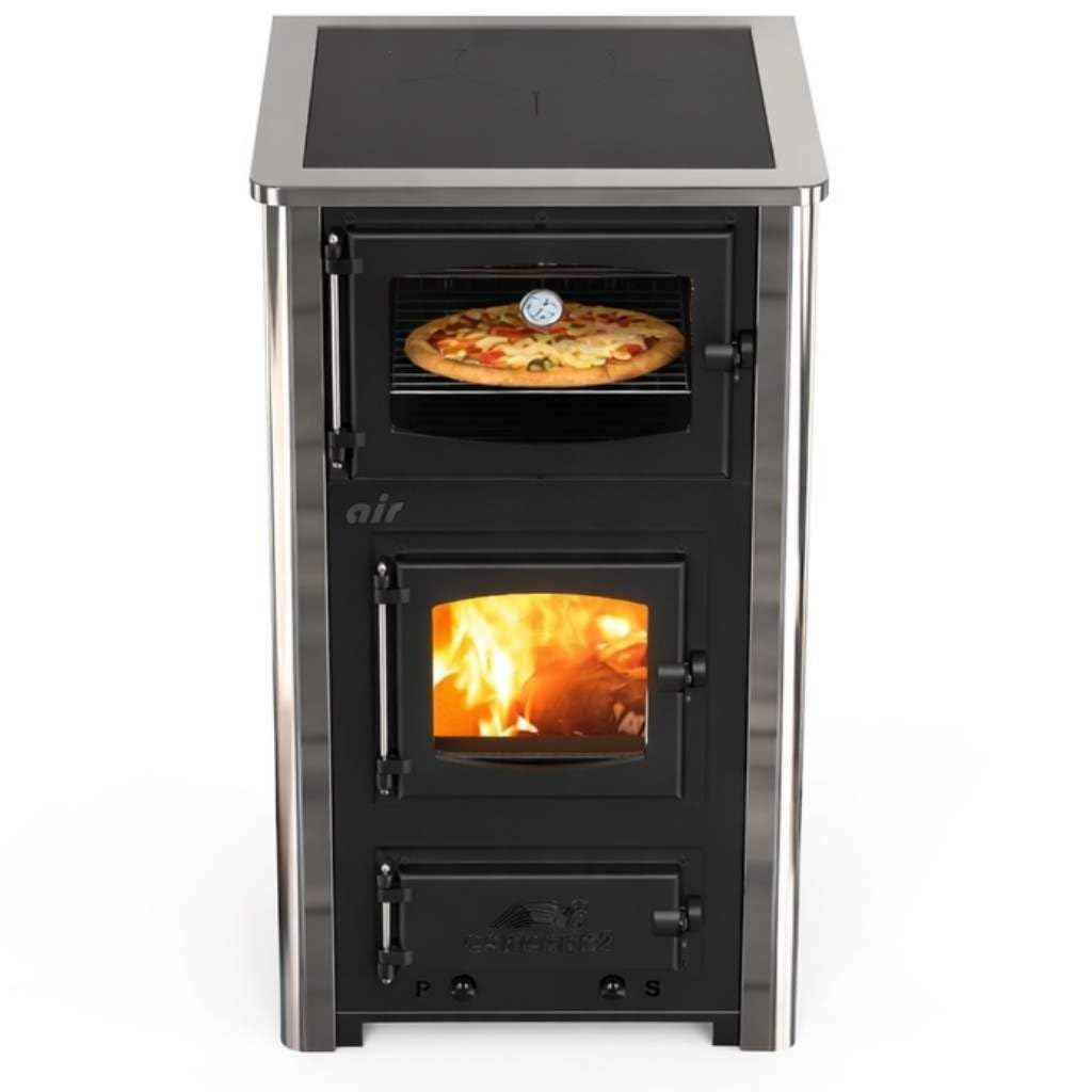 Kaminofen mit Backfach und Herdplatte ABC Concept 2 Air Mini Mehrfachbelegung Holzofen 10 kW Kamin Ofen Holz Werkstattofen Schwedenofen Hüttenofen Heizofen Holzofen