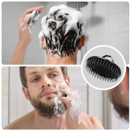 Segbeauty 4 stücke Shampoo Pinsel, Kopfhaut Massager Pinsel Set, für Haarwachstum Bart Körper Waschen Hundesalon (Schwarz)