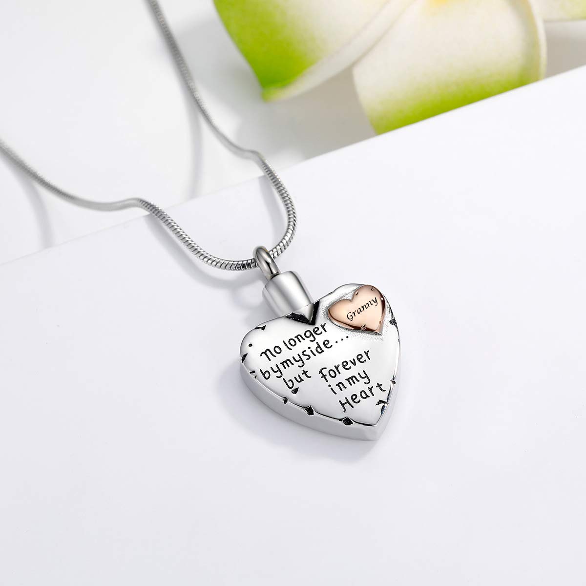 RIMZVIUX Urn Necklaces for Ashes for Women Heart Cremation Jewelry Waterproof Ashes Necklace for Human Ashes Women Men (Granny)