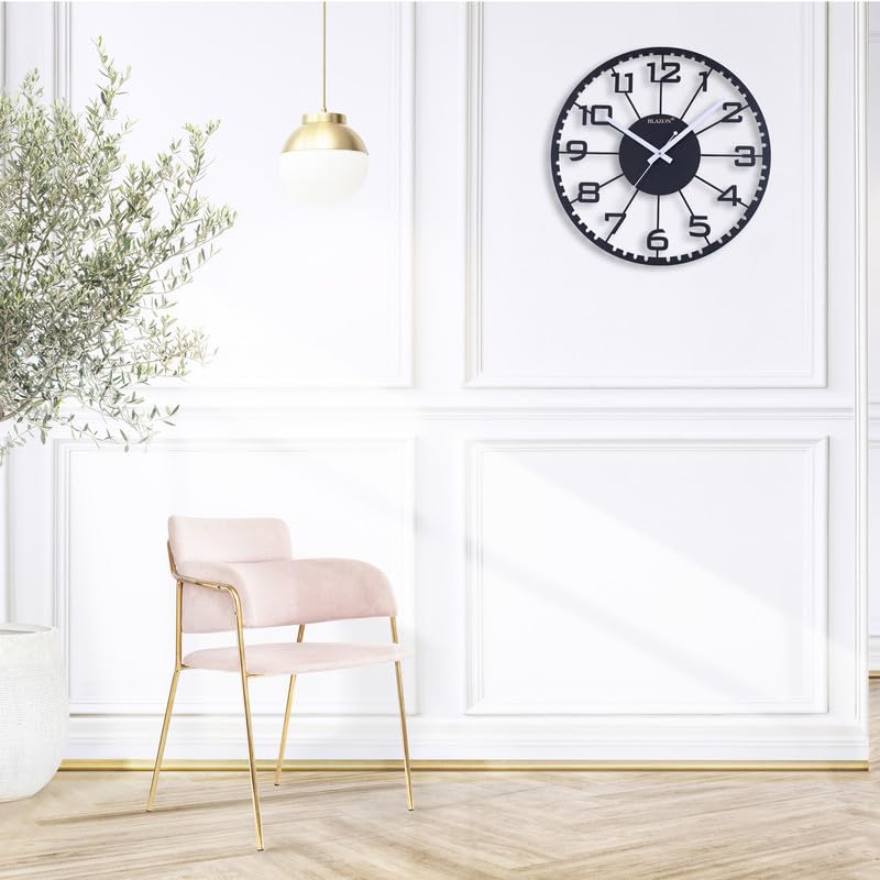Image of BLAZON-Designer Stylish Metal Analog Wall Clock for Living Room, Home, Antique,Big Size (B-407-BLACK) (Black)
