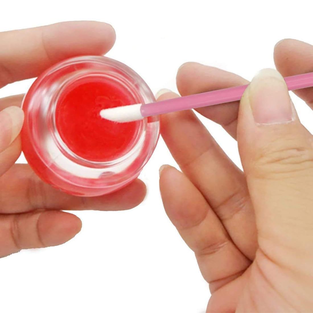 100 Pezzi Pennello Labbra Monouso, Pennello Trucco Rossetto, Pennello Sopracciglia Kit Attrezzi di Bellezza (rosa)