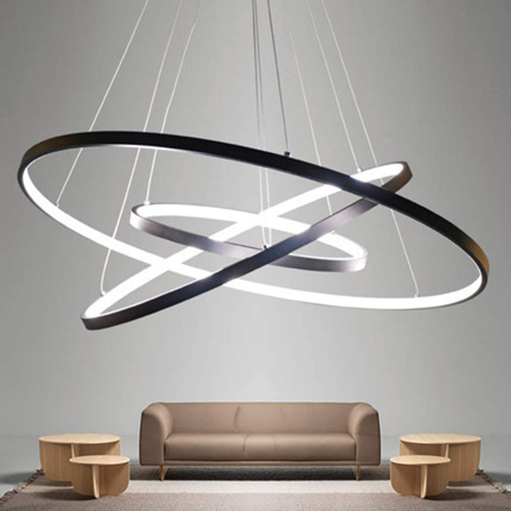 Lampadario LED a Sospensione 48W 3 Anelli Sospesi Cerchi dal Design Moderno 60x60x100 cm (Bianco Freddo) Lampadario soggiorno moderno porta lampada da soffitto lampadari moderni a sospensione