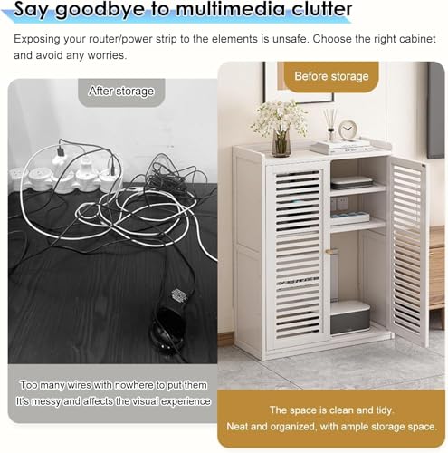 Gabinete para enrutador WiFi con gestión de cables y regleta organizadora de pie marrón 7