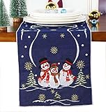 Holiday Christmas Table Runner 13'x54', Cutwork Embroidered Floral Christmas Snowman/Snowflakes...
