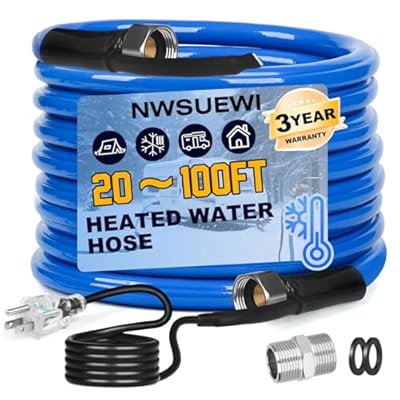20FT Nwsuewi RV heated water Hose, lead and BPA-free,1/2 inner diameter, anti-freezing temperature drops to -45°F, a great RV accessory for campers, livestock, and agriculture(20FT)