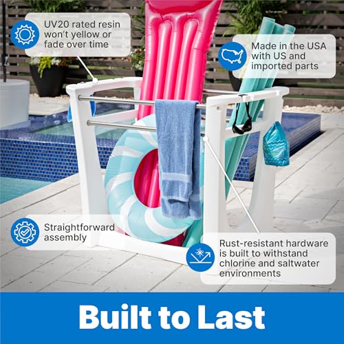Step2 Vero Poolside Organizer, Outdoor/Indoor Waterproof Patio Furniture, Pool & Toy Storage, Made of Durable Plastic, White - image 4