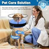 BARKLESS Dog Donut Collar, 2-in-1 Inflatable Dog Collars for After Surgery to Stop Licking Wounds, Patented Protective Donut Cone with High Shield for Small and Medium Pets (Blue, M)