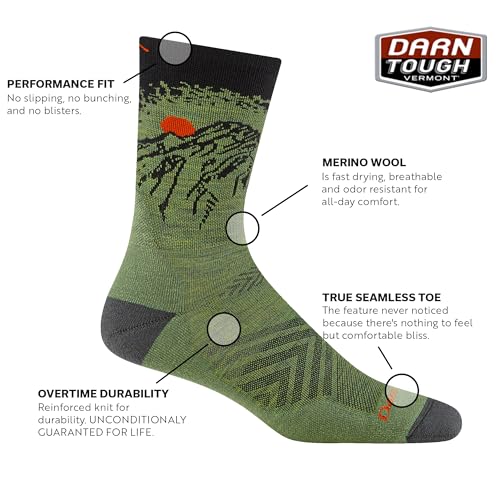 Darn Tough Vermont Micro-Crew Men's Running Socks, Vert - Ultra-Lightweight Cushioned Socks for Men, Style 10662