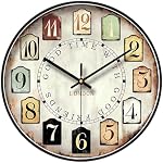 European Style Silent Non-Ticking Round Classic Clock Retro Quartz Decorative Battery Operated Wall Horloge pour salon cuisine Maison Bureau 14 de pouce