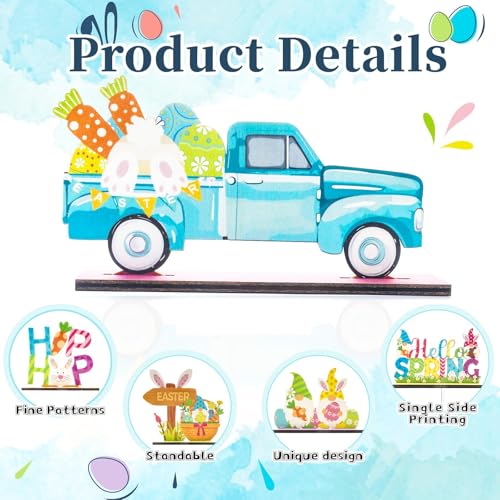 6-Pcs-Easter-Bunny-Tabletop-Decorations-Happy-Easter-Egg-Truck-Wooden-Signs-Gnome-Rustic-Table-Centerpiece-for-Home-Ornament-and-Tiered-Tray-Home-Party-Favor-Spring-Indoor-Decorations 6 Pcs Easter Bunny Tabletop Decorations Happy Easter Egg Truck Wooden Signs Gnome Rustic Table Centerpiece for Home Ornament and Tiered Tray Home Party Favor Spring Indoor Decorations
