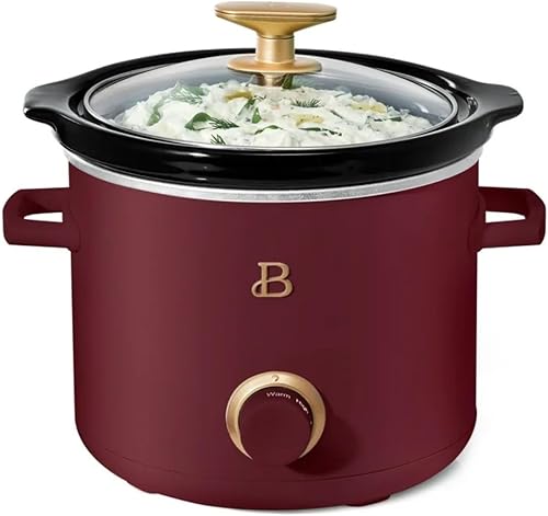 Miniatura 5 de Drew Barrymore - Hermoso juego de 2 ollas de cocción lenta, 2 cuartos de galón, glaseado blanco (100 vatios) con ajustes de calor ajustables,