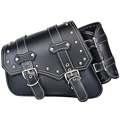Motorcycle Saddle Bags Side Bags - Saddlebags Softail Pvc Leather for Harley Sportster Waterproof, Side Tool Bag, Universal Storage Tool Bag for Motorbike,with cup holder (Left Side)
