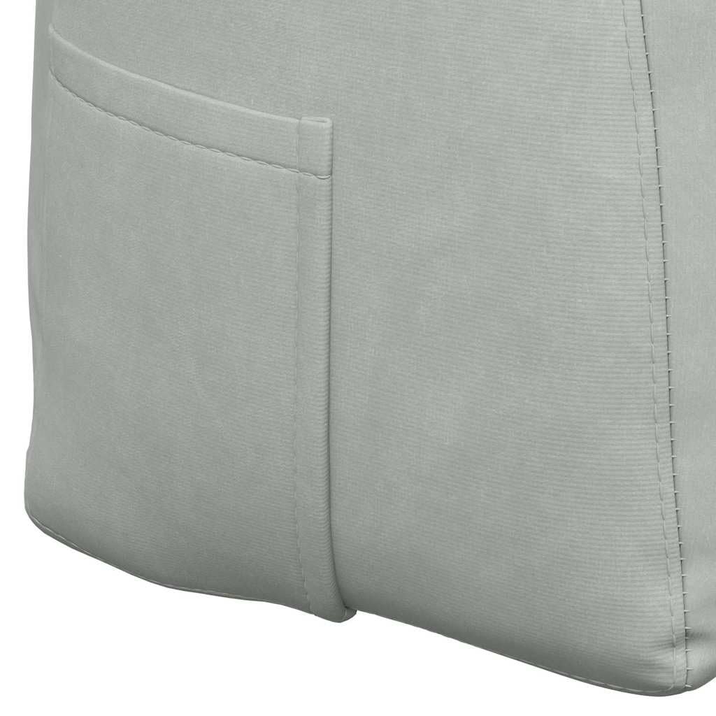 Cojín de respaldo gris claro, 120 x 24 x 50 cm, terciopelo con bolsillo lateral, respaldo ergonómico, diseño moderno para salón, dormitorio, oficina