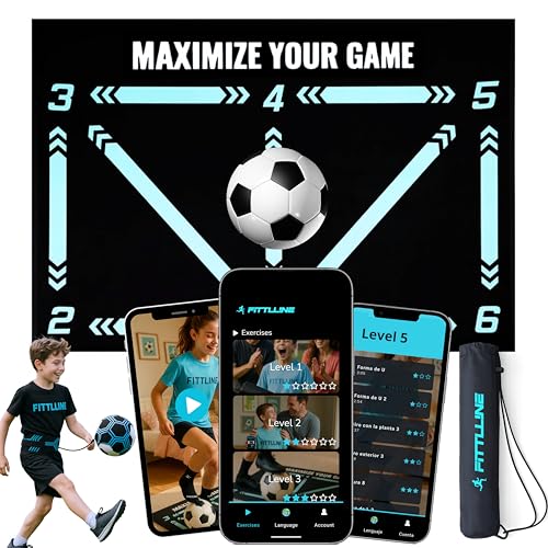 FITTLLINE Soccer Training Mat with App - Soccer Skills Mat, Soccer Training Mat with Video App, Soccer Matt Training, Soccer Mat with App, Soccer Trainer Mat, Soccer Mat, Soccer Mat Training