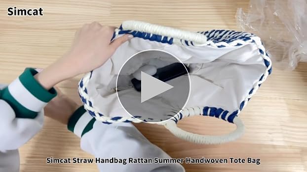 Straw Handbag, Women's Rattan Handbag Summer Beach Wattled