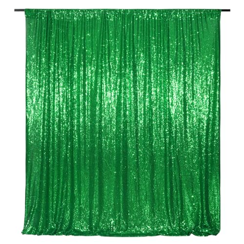Poise3EHome Green Sequin Backdrop, 6FT x 8FT Green Sequin Photography Backdrop Curtain for St. Patrick's Day Party Decoration