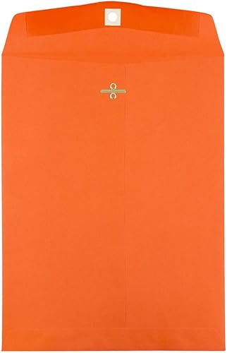 JAM Paper, sobre de papel catálogo con cierre, con extremo abierto, 10 x 13pulgadas, Anaranjado