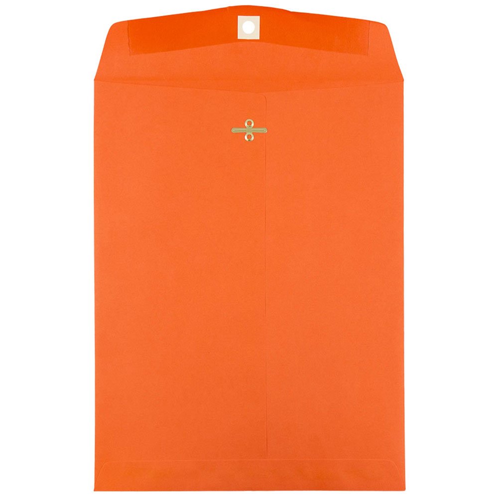 JAM PAPER 10 x 13 Open End Catalog Colored Envelopes with Clasp Closure - Orange Recycled - 50/Pack