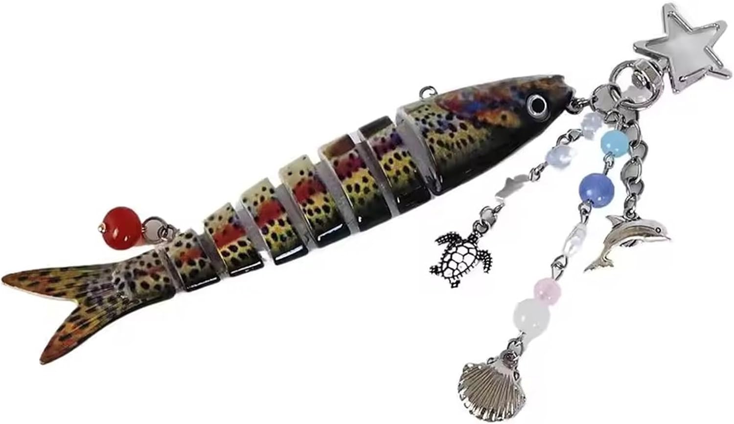 Unique Handcrafted Fish Beaded Keyring with Multicolor