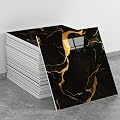 LVSHI 20pcs Marble Peel and Stick Waterproof PVC Shower Wall Panels Bathroom Backsplash Tile Stick on Wall for Bedoom, Kitchen 11.8"x11.8" (Black-Gold,19.4 Sq.Ft.)