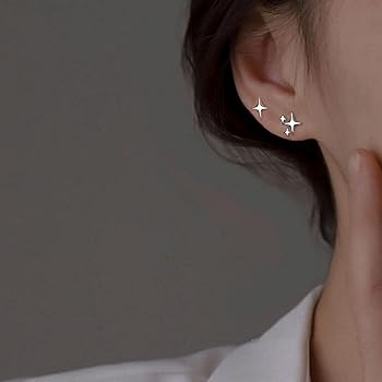 EYAZAWA 星形スタッドピアス Amazon | かわいい星五芒星スタッドピアス 光沢のあるライン