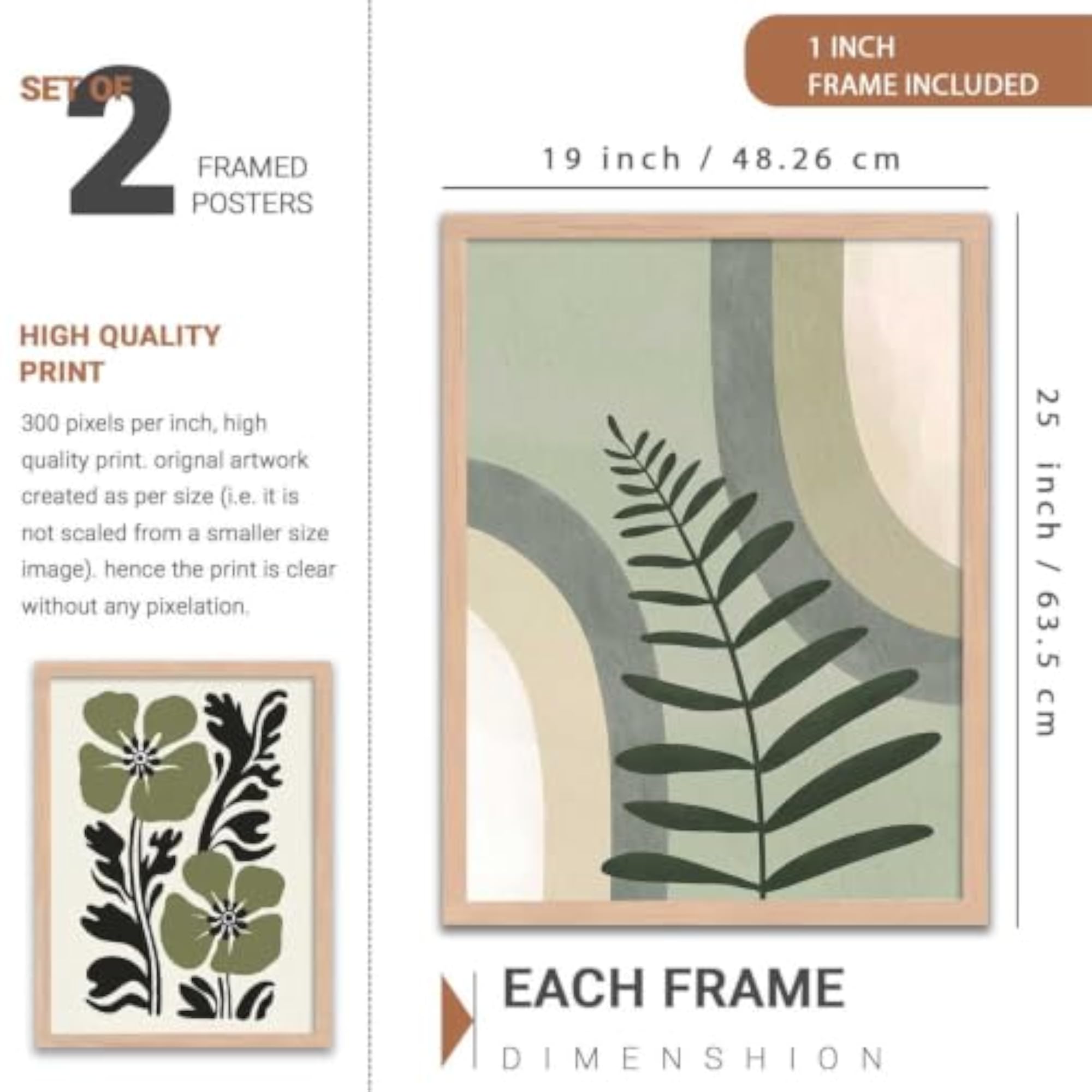 Aesthetic Boho Art Home Decoration, Boho Paintings with Frame