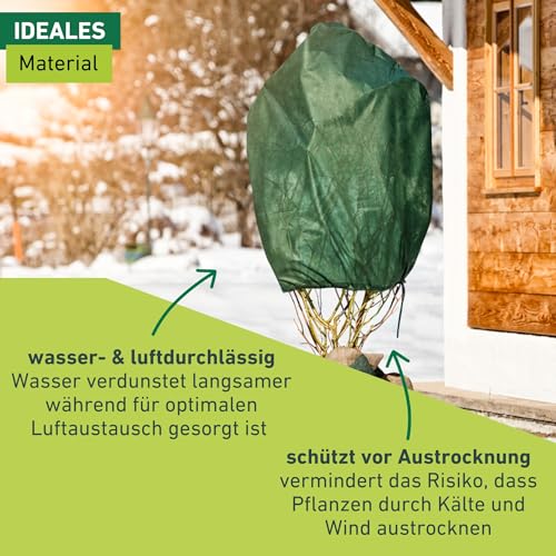 Windhager Winter-Vlies Rosenvlies-Haube Thermovlies Gartenvlies Frostschutz Kälteschutz für Rosen, 3 Stück, 0,75x1 m, 30 g, grün