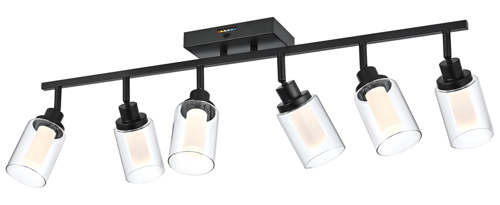 Photo 1 of WINSHEN 6-Light LED Black Dimmable Track Lighting Kit, 5-Color Temperature Ceiling Spotlight Bathroom Vanity Lighting with Integrated LED Chips & Clear Glass Shade & Frosted Column