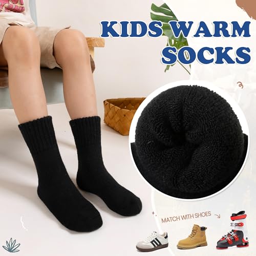 WEVIAS Kids Merino Wool Socks Hiking Ski Boot Winter Thermal Warm Toddler Boys Girls Cozy Socks 4 Pairs4