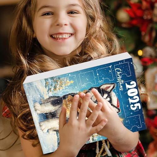 Arroopu Adventskalender mit Hunde-Motiv - 2D Flach Wiederverwendbar Saisonal,24-Tägiger Adventskalender Mit Anhängern In Hundemotiv,Für Familien Freunde Erwachsene Haustierliebhaber Bäume Fenster Und