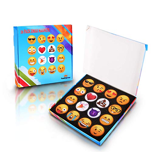 Emoji Fridge Magnets for Kitchen Refrigerator - Funny Emoji Magnets for Dry Erase, Office Whiteboard, Kids Locker Door Decorations - Magnetic Accessories,Supplies, 16pc Set