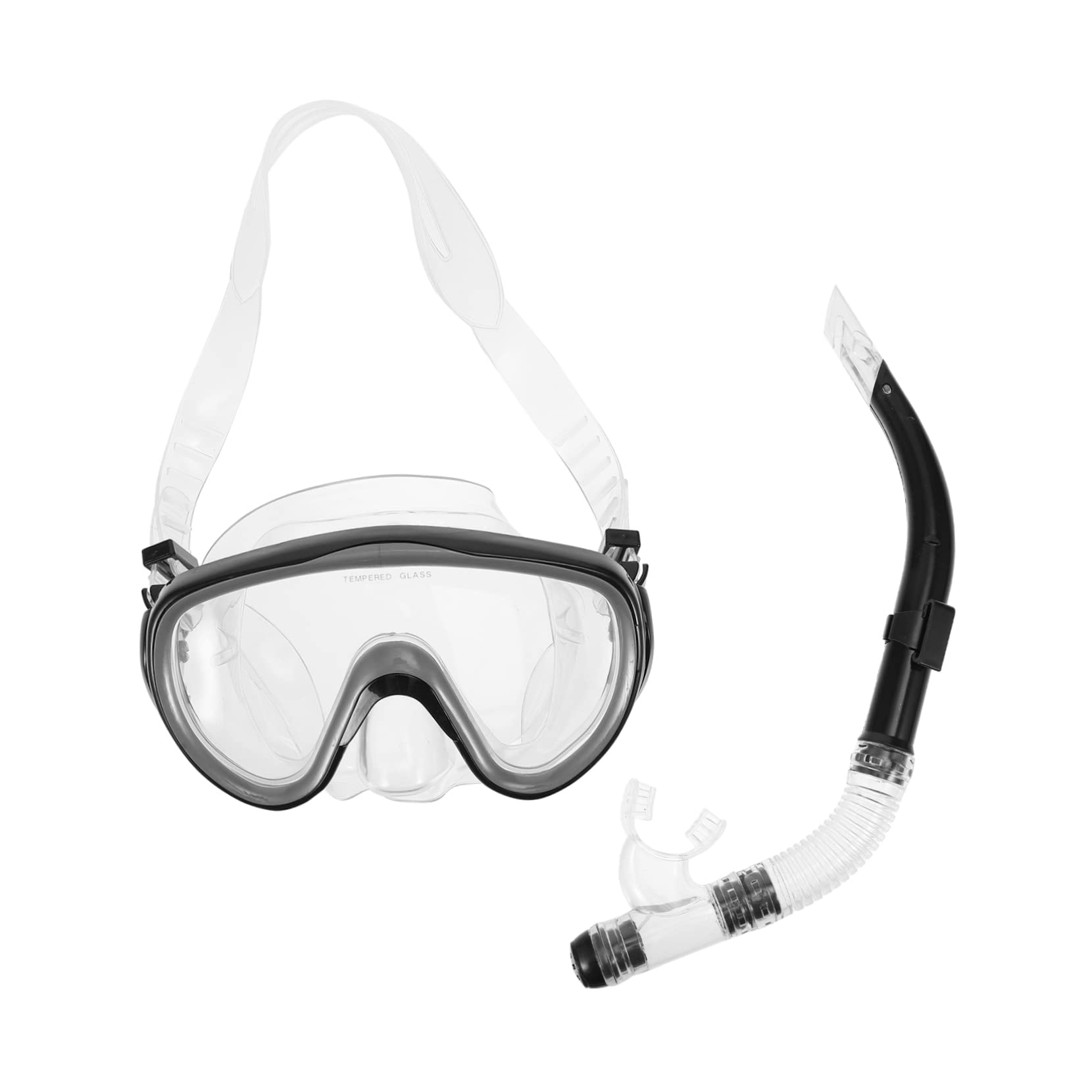 KICHOUSE Snorkeling Mask for Adults Snorkeling Equipment Dry Snorkel Mask Kit Anti-Fog Glass Comfortable Silicone Black Random