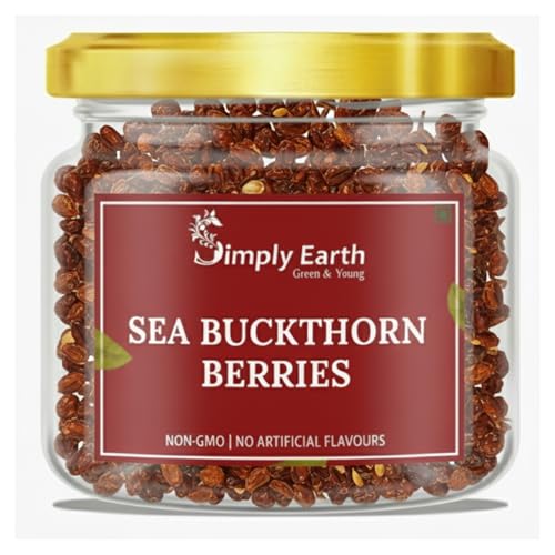 Simply Earth Sea Buckthorn Berries | 100% Natural & Non-GMO | Rich in Vitamin C Omega 7 & Antioxidants | Boosts Immunity Skin Glow & Hair Health | No Artificial Flavours - 60g
