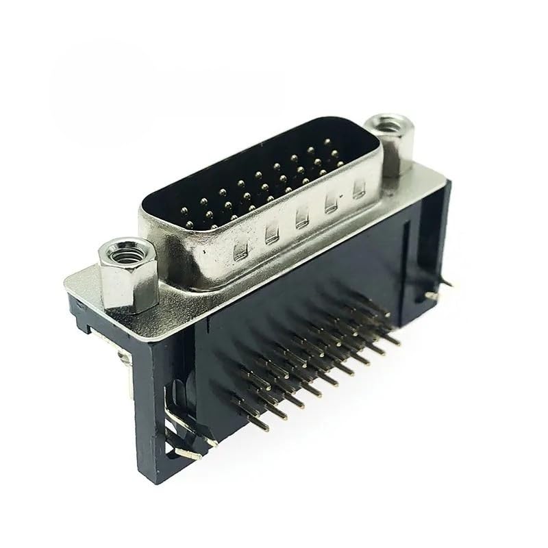 Image of 2PCS DB25 Female Male PCB Mount D-Sub 25 pin PCB Connector RS232 Connector 90-Degree Bent Needle DR25(Female Black)