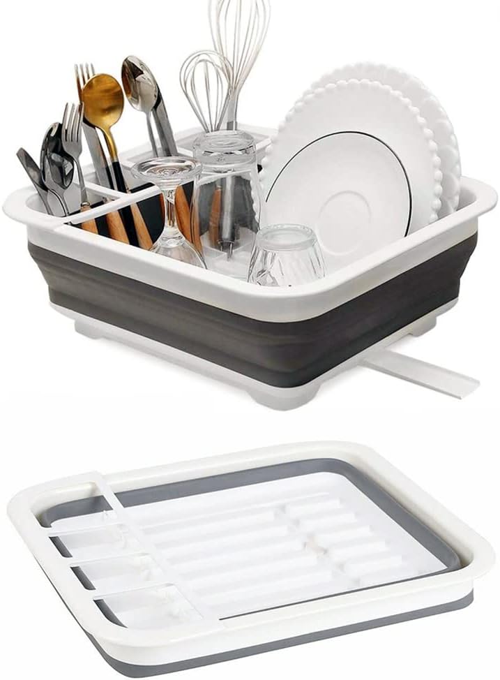 Fafcitvz Collapsible Dish Drying Rack Portable Drainer Dinnerware Kitchen RV Campers Travel Trailer Storage Tray